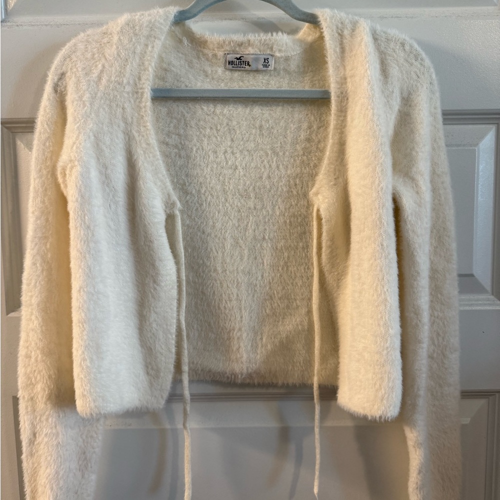 Hollister Cream Fuzzy Cardigan